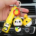 thumbnail image 2 of MuGu Lady Girl Cute PVC Panda Keychain（Yellow) Creative New Year Gift Animal Pendant Car Key Pendant Metal Key Ring, 2 of 5