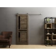thumbnail image 3 of Sturdy Barn Door 24 x 80 inches | Veregio 7588 Cognac Oak with Black Glass | Stainless Steel 6.6FT Rail Hangers Heavy Set | Solid Panel Interior Doors, 3 of 5