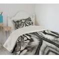 thumbnail image 2 of Ambesonne Savannah Quilted Coverlet 2 Pcs, Aggressive Wild Tiger Look, Twin Size, Pale Grey Black, 2 of 5