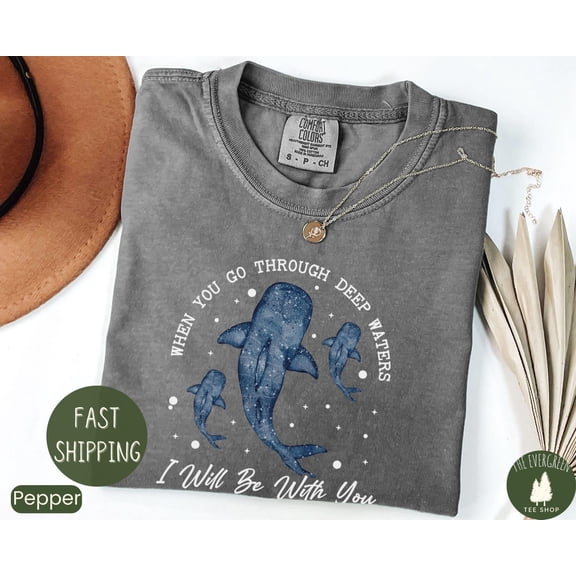 Velto Deep Waters Isaiah T-shirt, Inspirational Faith Graphic Apparel, Christian Bible Verse Outfit, Positive Message Casual Clothing, Full Size S-5XL