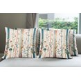 thumbnail image 5 of Ambesonne Botanical Throw Pillow Cover Pack of 4, Woodland Bohemian Stripes, 4 Pcs-16" x 16", Petrol Blue Salmon White, 5 of 5
