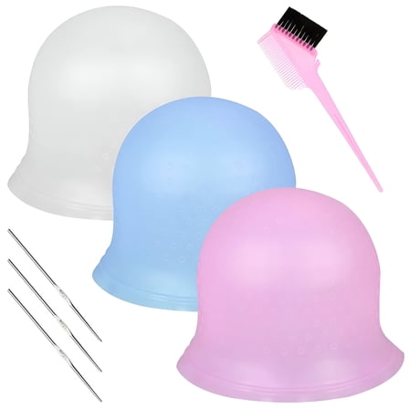 RAGUPEL Reusable Hair Coloring Dye Cap Silicone Highlight Cap Hair Staining Cap with Hook Hairdressing Tools White