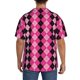 thumbnail image 3 of Balery pink and black argyle Camisa Casual de Manga Corta con Botones para Hombre, Texturizada, Estilo Cubano, para Playa, Verano-XX-Large, 3 of 5