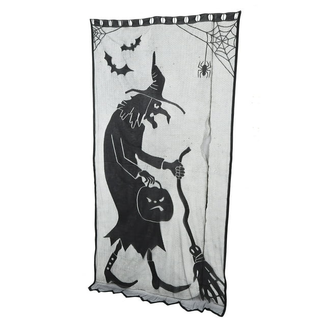 Decoración de la casa, cortina de encaje de bruja de Halloween negra, suministros para fiestas, durabilidad extendida
