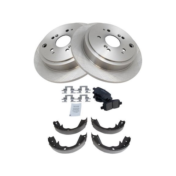 Rear Brake Pad Rotor and Parking Brake Kit 4 Piece - Compatible with 2003 - 2008 Honda Pilot 2004 2005 2006 2007