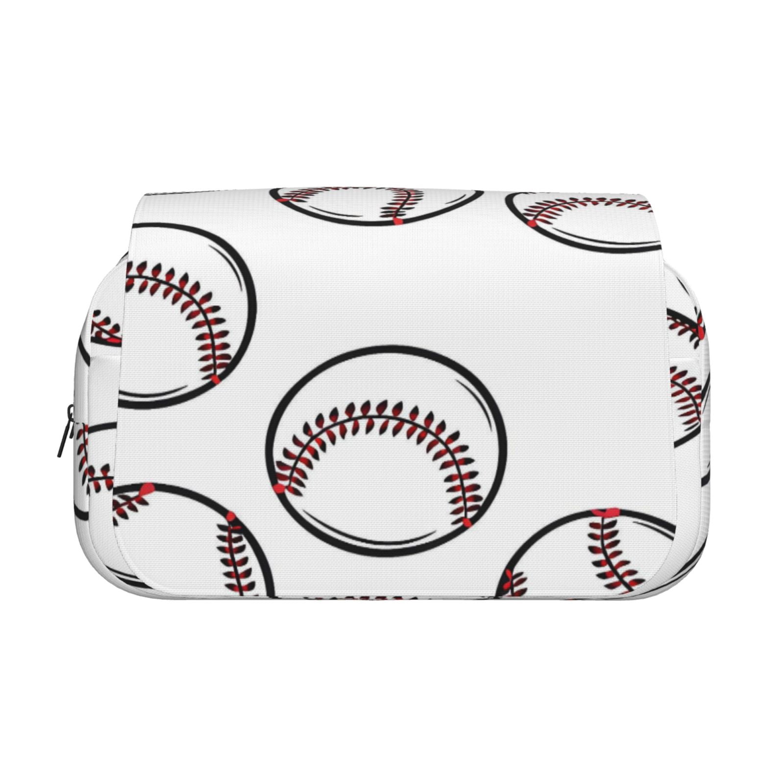 Large-Capacity Flip-Top Double-Layer Pencil Case, Multi-Functional Pocket Pen Case, Durable Stationery Organizer White Baseballs With Classic Red Stitching