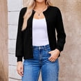 thumbnail image 2 of Stichou Women's Chunky Open Front Cardigan Sweater Long Sleeve Button Knit Short Loose Cardigan Outerwear Black M, 2 of 5