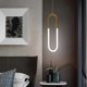 thumbnail image 3 of Modern LED Brass Pendant Lights Nordic Bedroom Bedside Long-line Chandeliers Creative U-shaped Tube 360 Degree Hanging Lamps, 3 of 5