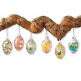 thumbnail image 2 of Handpainted Glass Easter Egg Ornaments - Set of 12 (6 designs, 2 of each), 1-3/8" x 2" ornaments, Easter Decor, 2 of 12