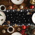 thumbnail image 4 of Burlap Table Runner 90 Inches Long,Christmas Tree Cat Snowflakes Non-Slip Kitchen Table Runners for Dining Room Everyday Use Party Table Decorations Black Back, 4 of 9