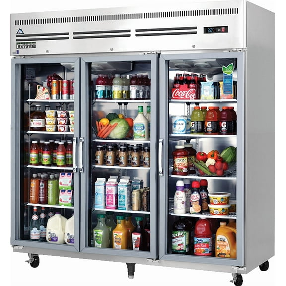 Everest Refrigeration ESGR3A Reach-in Refrigerator 3 Glass Doors, 115v, NSF - 71 cu. ft.