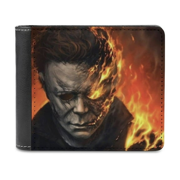 Michael Myers Halloween Leather Wallet for Men Women Two Fold Purse Slim Cash Card Holder Bag