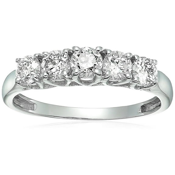 Vir Jewels 1 CTTW Certified I1-I2 5-Stone Diamond Ring 14K White Gold Engagement Size 8 Female Adult