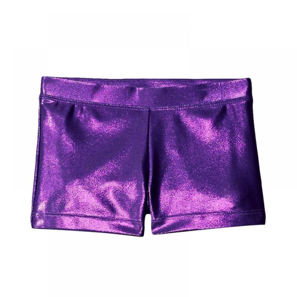 Girls Gymnastics Shorts Sparkle Dance Tumbling Athletic Short Purple 3 ...