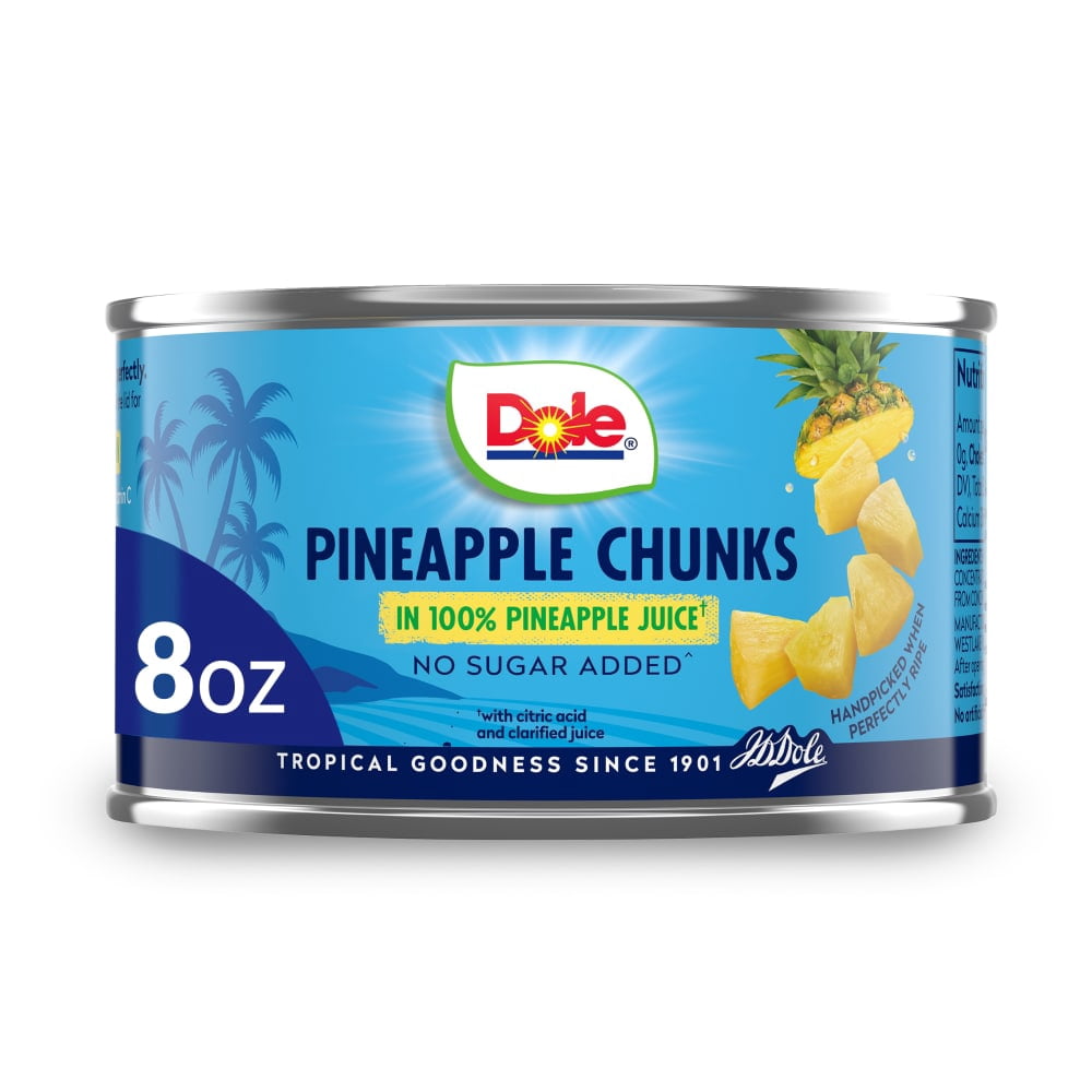 Dole Canned Pineapple Chunks Fruit In 100% Pineapple Juice 8 oz - 5 Pack