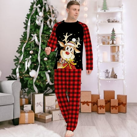 

Realyc Christmas Parent-child Clothes 1 Set Everyday Wear Crew Neck Stylish Mom Dad Kid Merry Christmas Parent-child Sleepwear