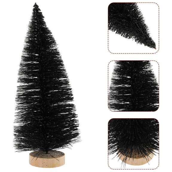 PBPBOX Tabletop Christmas Tree Black Mini Xmas Tree Wood Decoration Festive Atmosphere Highlighting 1Pcs