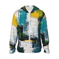 thumbnail image 1 of Fotbe Abstract Brushstrokes Green Blue Chaqueta con Protección Solar UPF 50+ para Hombre y Mujer, Camisa con Capucha y Bolsillos-3X-Large, 1 of 7