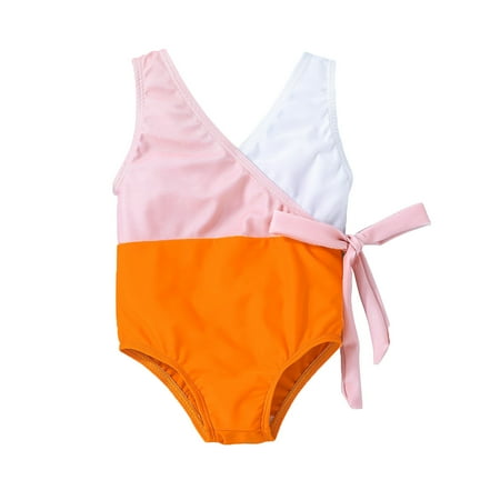 

Summer Toddler Girls Swimsuit Sleeveless Swimsuit Patchwork Colour Striped Plaid Printed Kids 1 Pieces Bathing Suit Beach Wear Swimwear