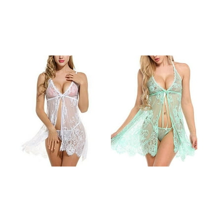 2-Pack Womens Lingerie Sleepwear Underwear Lace Bow Nightwear plus Lingerie for Women plus Size New Lingerie Set plus Size Adult Women Lingerie Push up Strapless Bras for Women 34a Role Play