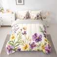 thumbnail image 2 of Homewish Rustic Flower Lavender 7pcs Bedding Comforter Set,Country Floral Queen Bedding Sets,Purple Beige Green Queen Sheet Sets For Girls,Microfiber Bedroom Decor Reversible, 2 of 8
