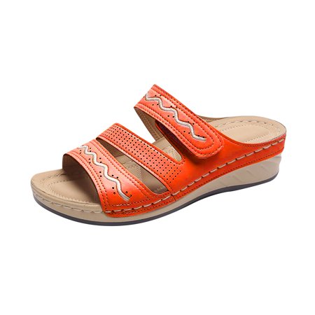 

Sentuca Women s Leisure Vacation Comfort Line Decorative Wedge Beach Sandals And Slippers