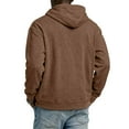 thumbnail image 4 of Men Half Zip Pullover Hoodie Long Sleeve Cotton Blend Sweatshirt Kangaroo Pocket Drawstring Hood Casual Loose Fit Top Brown 4XL, 4 of 5