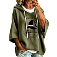 thumbnail image 2 of Halloween Hoodies for Women Drawstring 3/4 Sleeve Trendy Print Hoodie Fall Clothes Crewneck Sweatshirts Loose Fit Trendy Tops Winter Clothing Daily Travel Outfits, 2 of 5