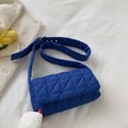 thumbnail image 1 of Bolso de mano de algodón con esponja y diseño de rombos bordados, bolso de hombro para mujer, bolso cruzado pequeño cuadrado de moda para invierno, 1 of 6