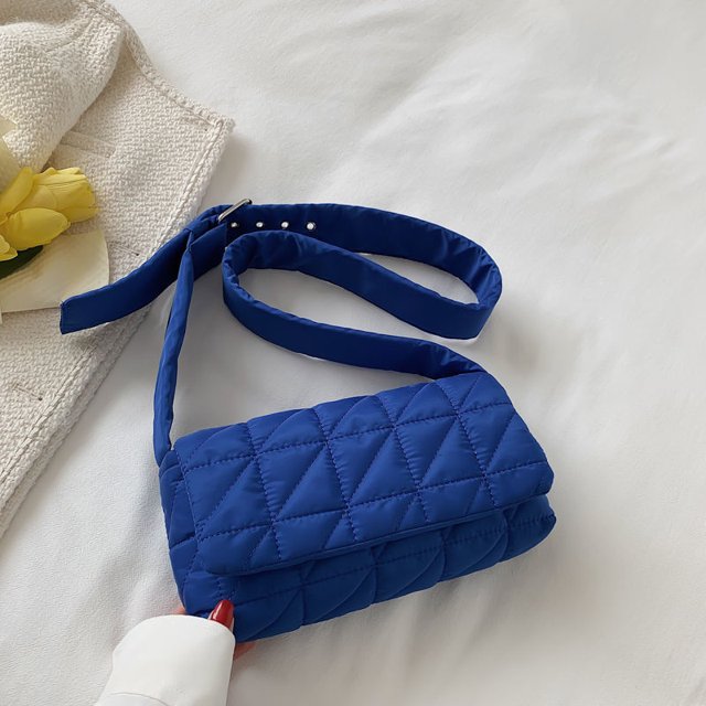 Bolso de mano de algodón con esponja y diseño de rombos bordados, bolso de hombro para mujer, bolso cruzado pequeño cuadrado de moda para invierno