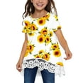thumbnail image 3 of ONLYSHE Girls Summer Pleated Short Sleeve Tunic Tops Flare Blouse T-Shirt for Kids Size 4-14, 3 of 8