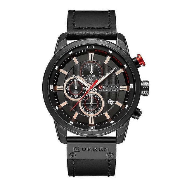 Reloj de pulsera cronógrafo de cuarzo para hombre CURREN con correa de cuero.