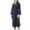 Navy, variant on Unisex Pocket Breathable Knee-Length Spliced Soft Sleepwear Spa Robe Yellow M