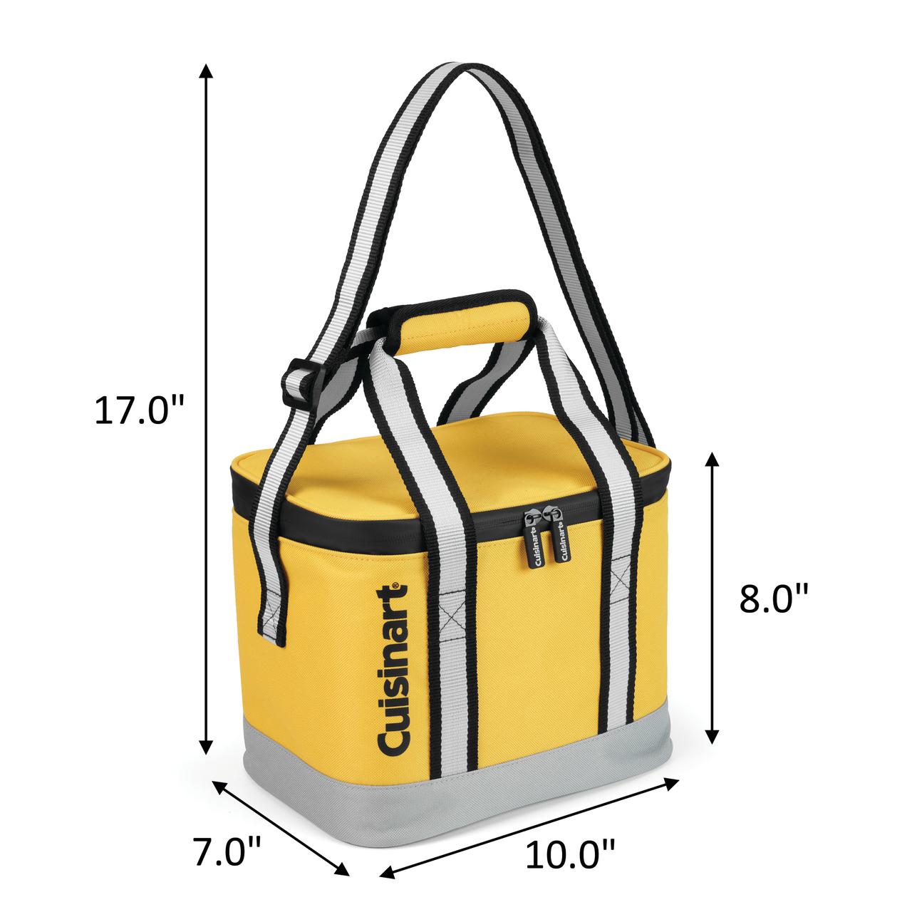 Cuisinart Square Lunch Tote Cooler, Yellow, Holds up to 8-12oz cans