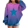 thumbnail image 4 of Mwjwdo Cute Hoodies for Teen Girls Oversized Star Print Hooded Sweatshirts Casual Loose Long Sleeve Pullover Top 4-14 Years Purple 140, 4 of 7