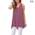 thumbnail image 1 of Women T-Shirt Sleeveless Tank Top V Neck Solid Color Blouse Solid Color Vest, Red, XXL, 1 of 5