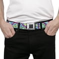 thumbnail image 3 of Buckle-Down Belt, Seatbelt Buckle Belt, Bullseye Stacked Swirl Blues Green Yellow Pink, 30 to 44 Inches, 3 of 9