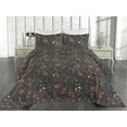 thumbnail image 2 of Ambesonne Floral Quilted Bedspread Set 3 Pcs, Flower Bird Leaf Pattern, Queen, Dark Coral and Reseda Green, 2 of 4