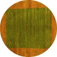 thumbnail image 1 of Ahgly Company Machine Washable Indoor Round Abstract Yellow Contemporary Area Rugs, 8' Round, 1 of 4