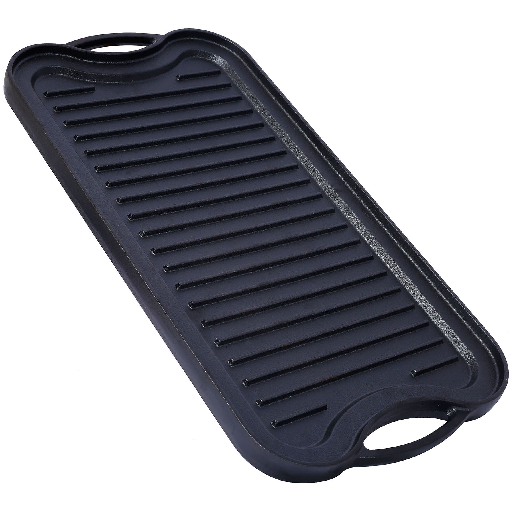 Pre-Seasoned Cast Iron Reversible Rectangular Grill/Griddle in Black, 20 Inch x 10 Inch for Versatile Cooking and Meal Preparation