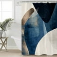 thumbnail image 5 of Abstract Geometric Shower Curtain, 48" x 72", Blue Gold Black Dynamic Texture Waterproof Bathroom Curtain Washable Shower Curtain Set with 12 Hooks, 5 of 6
