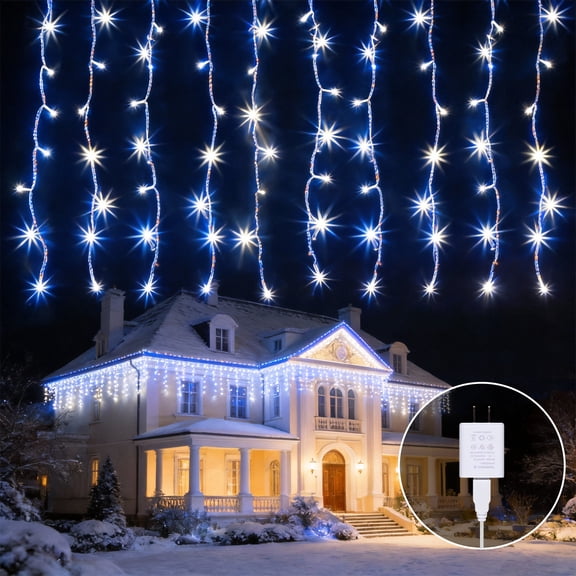 Beatineon 225 LED Curtain Lights, 9.8x4.9Ft, USB Plug in Window Curtain Lights, Hanging Christmas String Lights for Bedroom Garden Wedding Party Outdoor Indoor Wall Decorations,Blue