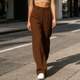 thumbnail image 6 of ClodeEU Women's High Waist Straight Leg Dress Pants with Pockets ,Business Casual Work Trousers Brown,Women's Plus L, 6 of 7