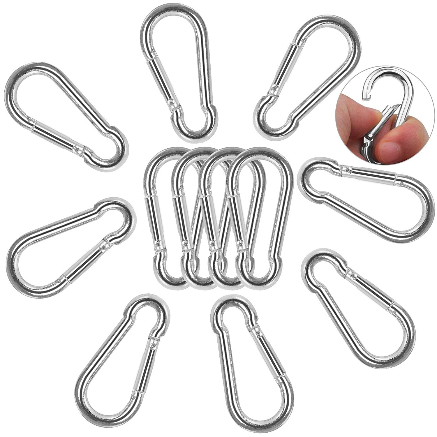 60 Pack 2inch Carabiner Clip Spring Snap Hook, M5x50MM Small Carabiner