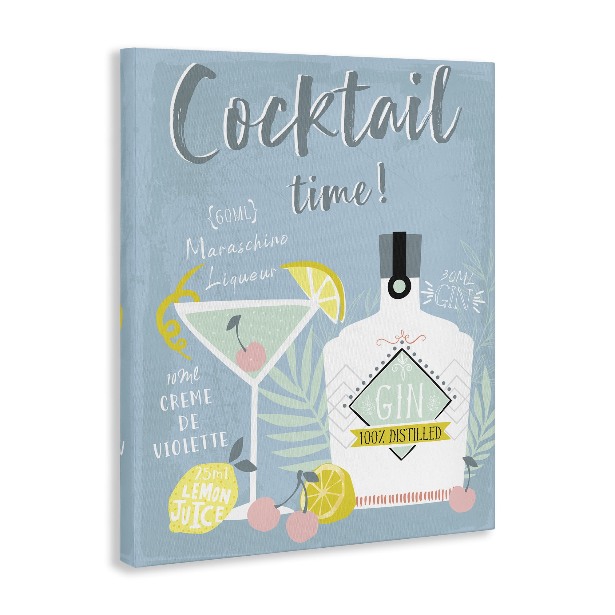 Stupell Industries Cocktail Time Gin Recipe Food & Beverage Painting Wrapped Canvas Art Print Wall Art, 24 x 30