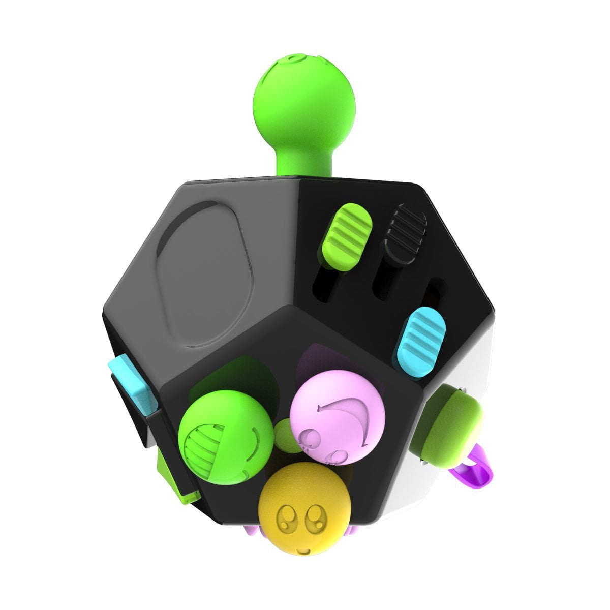 Minilopa Fidget Dodecagon 12 Side Fidget Cube Relieves Stress And Anxiety Anti Depression Cube For Children And Adults With Adhd Add Ocd Autism B2 Black Colorful B2 Black Colorful Walmart Com Walmart Com