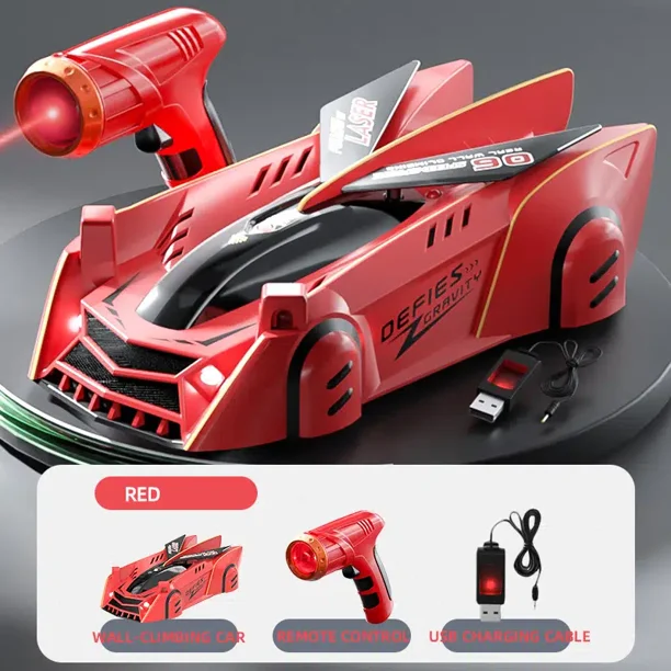 Zero Gravity Laser-Guided Real Wall Climbing Remote Control Race Car With 360°Rotating Dual Modes, LED Lights & Rechargeable Batteries RC Stunt Cars, Outdoors Sports Toys Birthday Gifts For Boys GirlsREDNosize Gao Jinjia unisex