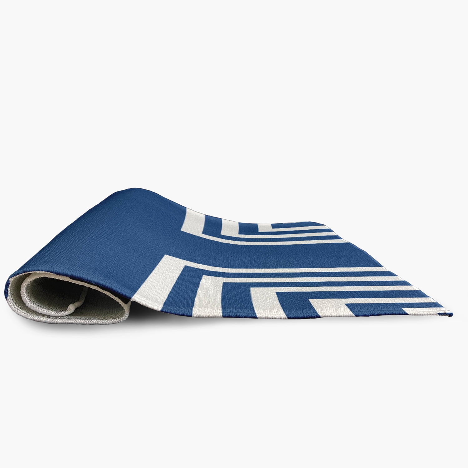 3' x 5' Simply Daisy Corner Stripes Modern & Contemporary Chenille Area Rug, Nautical Navy