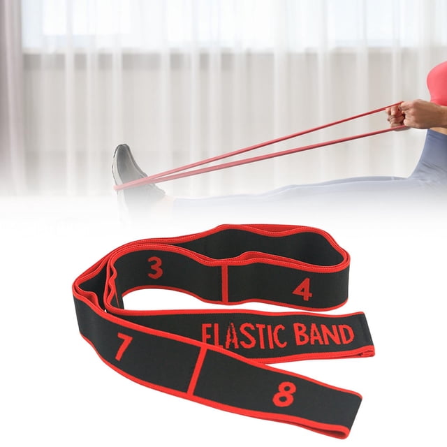 STRAP STRAP STRAP STRAP STRAP Fitness Ejercicio de extracción de tiros versátiles de banda elástica 8 segmento para entrenamientos estiramientos Rojo
