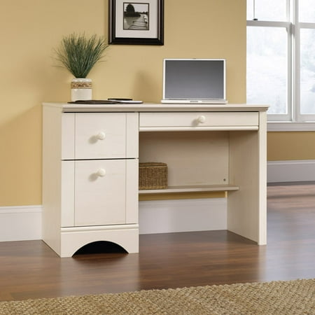 Sauder Harbor View Computer Desk Antiqued White Finish